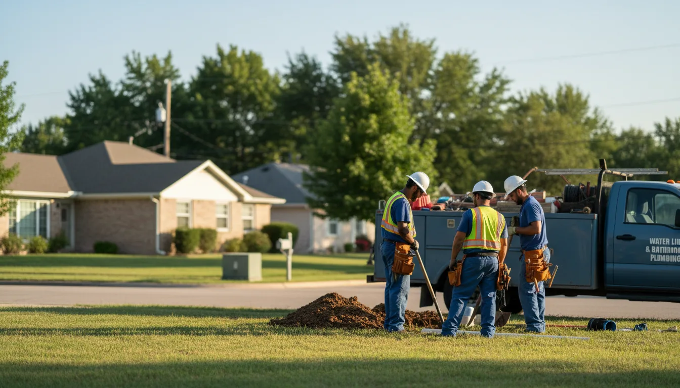 Residential water line and bathroom plumbing service in Burlingame, KS